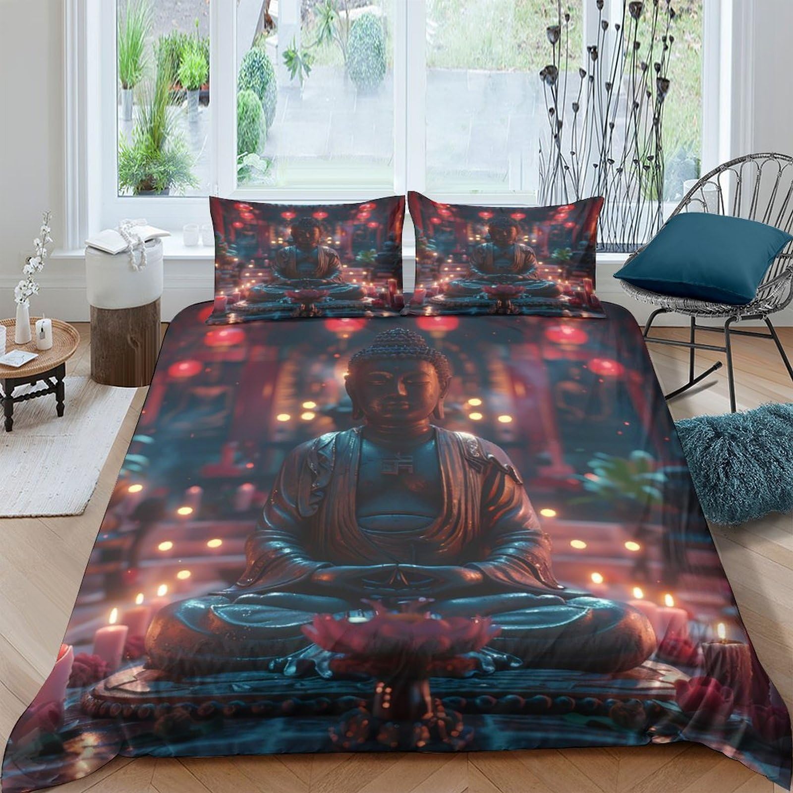 Ctjqhvkz Style-5 3D Printed Meditation Mandala Fitted Sheet Microfiber Soft Breathable Candlelight Mattress Cover For Bedroom Decor Dorm Use Single（135X200cm）