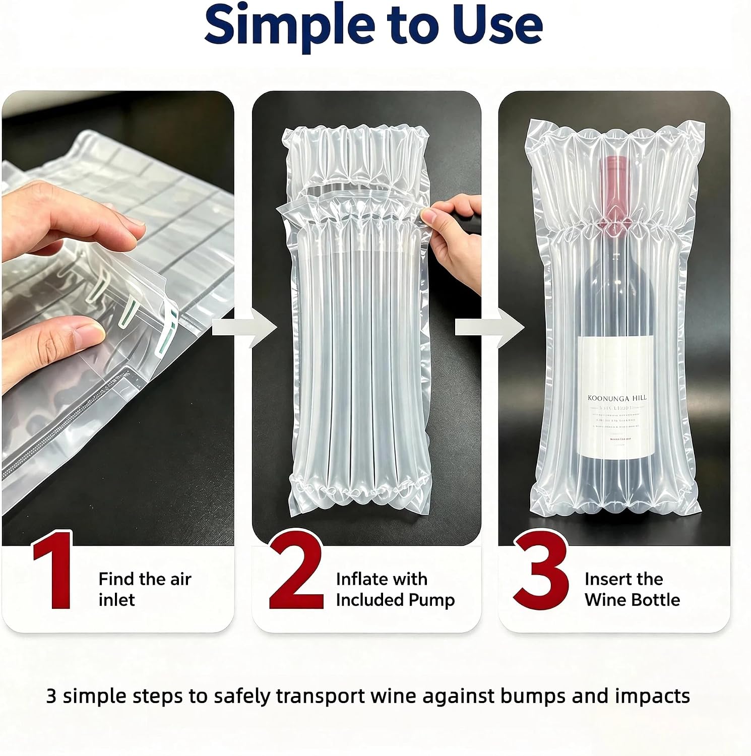 Wine Bottle Travel Protector Bags, 10 Pcs Inflatable Wine Shipping Sleeves