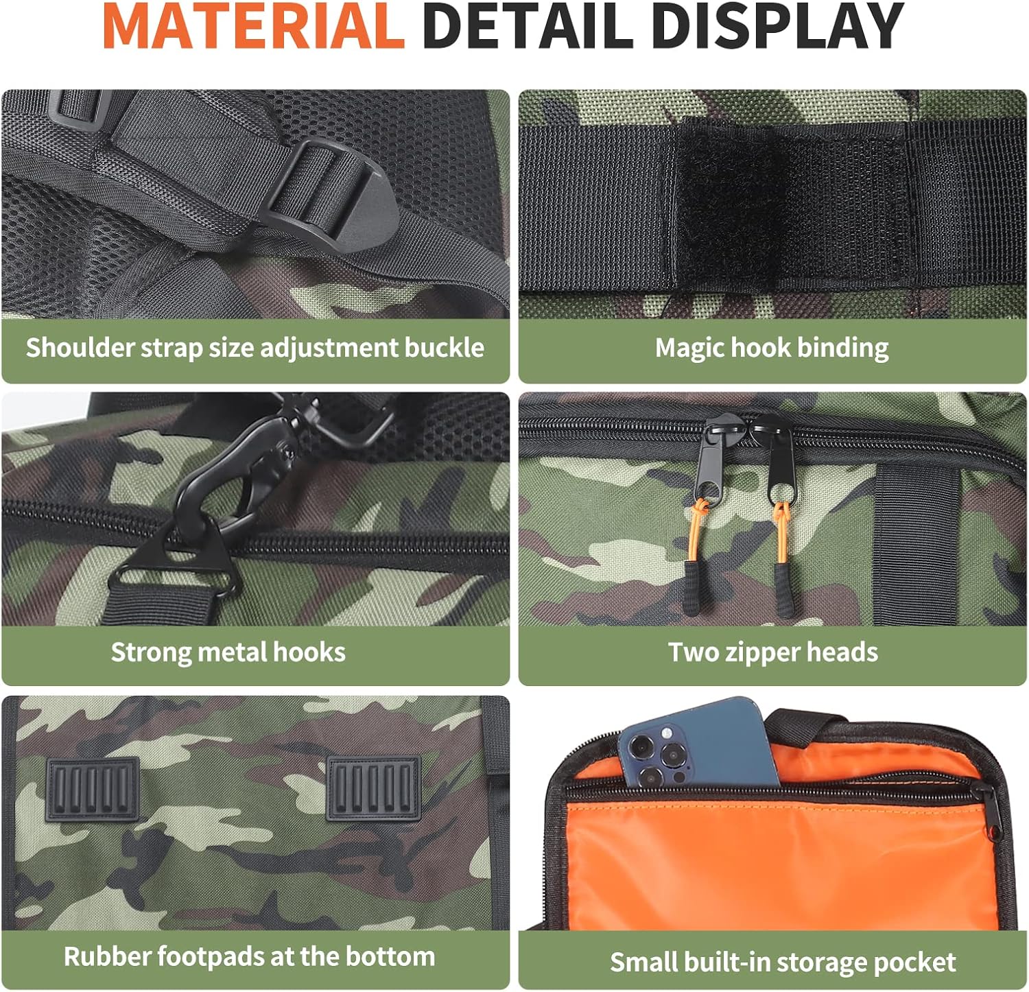 Speaker Bag Travel Case Replacement for JBL Party Box Series, Portable Speaker Carry Tote Bag Backpack for JBL PartyBox Club 120 Speaker (For JBL partybox 120 camouflage) - Image 5