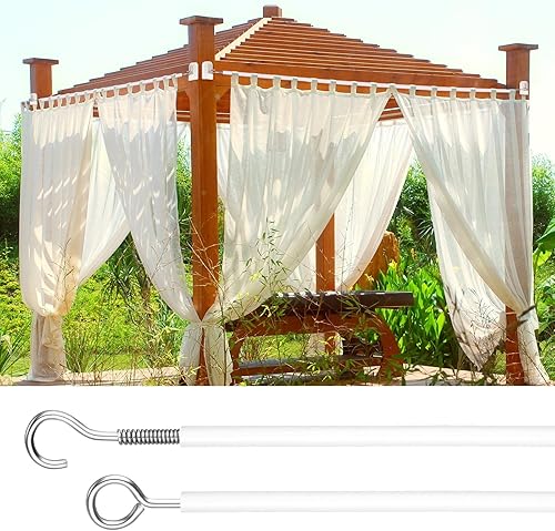 Vista 13 de Shappy Alambre de cortina con ganchos autoadhesivos, 19.7 ft, 20 pies, 8 pares de ganchos y ojos para barra de cortina de red