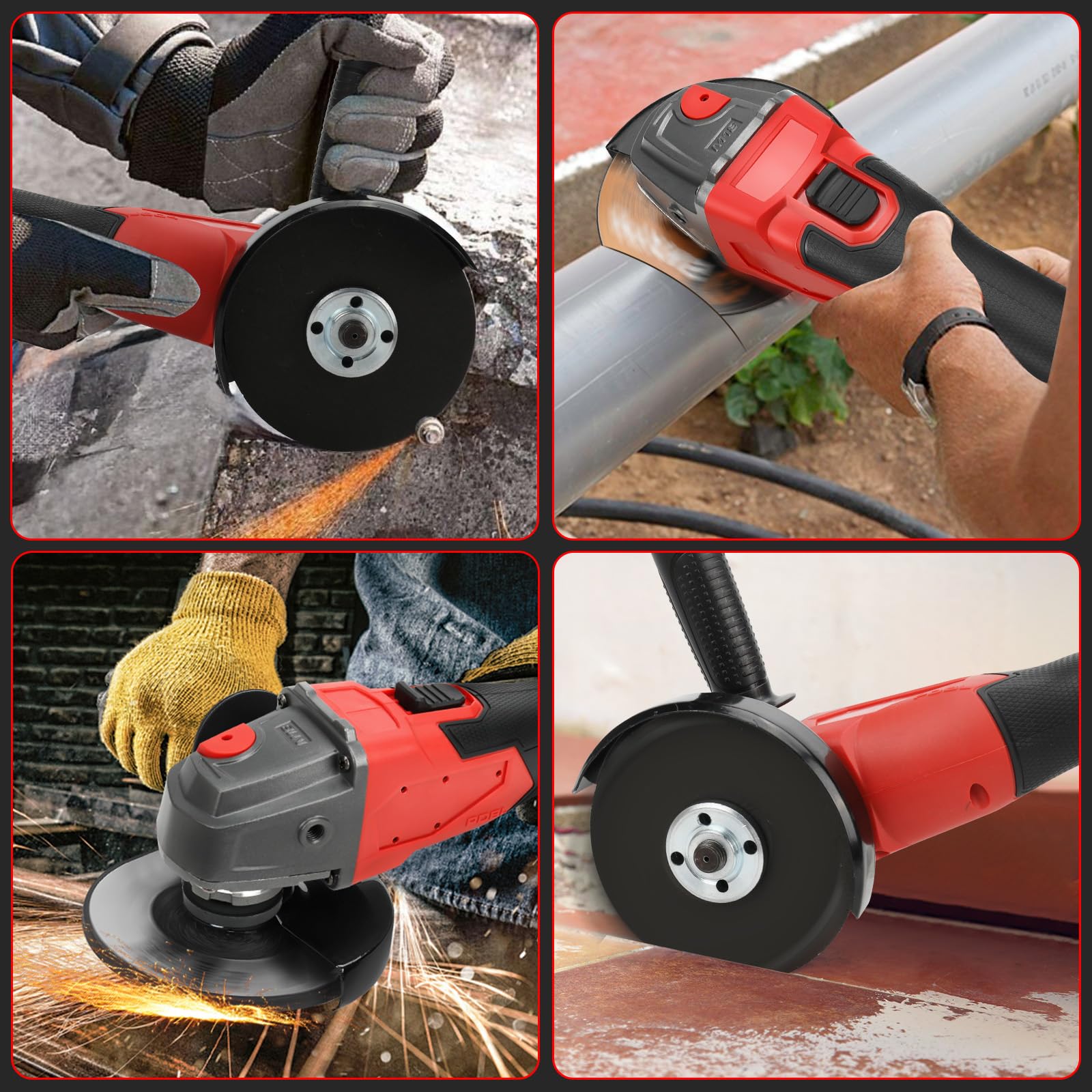 Roadtime Amoladora angular inalámbrica para Milwaukee de 18V (sin batería) | herramienta de molienda sin cepillo de 125mm 12000RPM con eje central de M14 a 5/8"-11, para corte, molienda y pulido