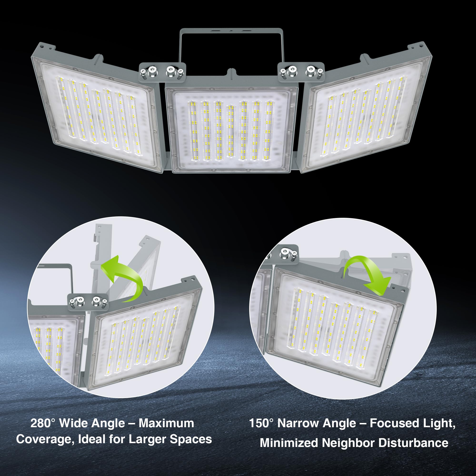 STASUN Proyector LED exterior 480 W 48000 LM,6000 K foco led, lámpara exterior impermeable IP66 con ángulo ajustable, adecuado para estadios y patios traseros