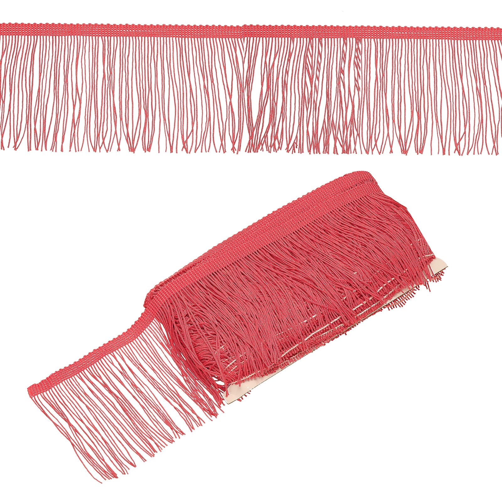 PATIKIL Red Fringe Trim, 10 Yards x 4 in Fringe Trim Thin Curtain Tassel Fabric Sewing Fine for Curtain Sofa Latin Dance Clothes DIY Decoration Banner Lantern Lampshade