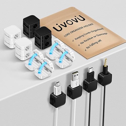 Paquete de 16 organizadores de cables, clips magnéticos para debajo del escritorio, soporte de cables adhesivo fuerte, organizador de cables de