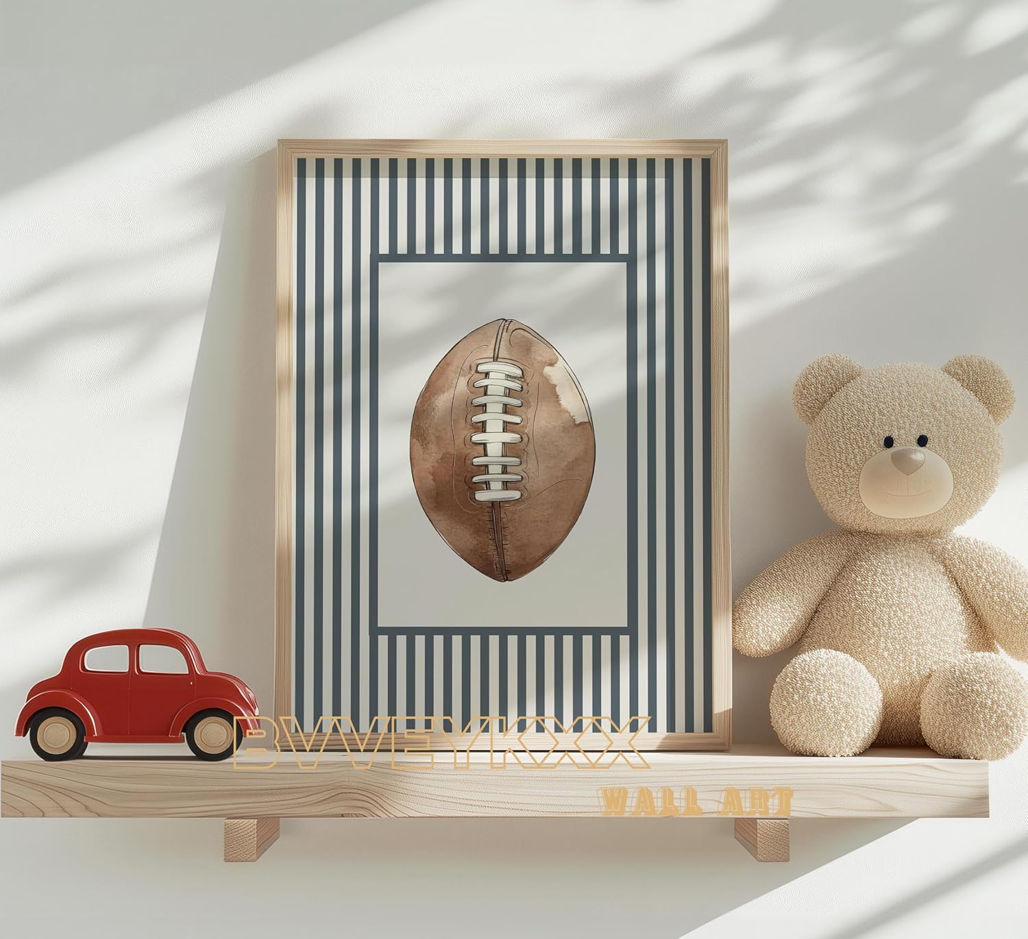 BVVEYKXX 6Pcs Vintage Sport Themed Framed Wall Art Retro Ball Sport Boy's Room Wall Decor, Children's Room Baseball Football Soccer Basketball Canvas Prints Picture for Kids Room Nursery Decor 8x10in