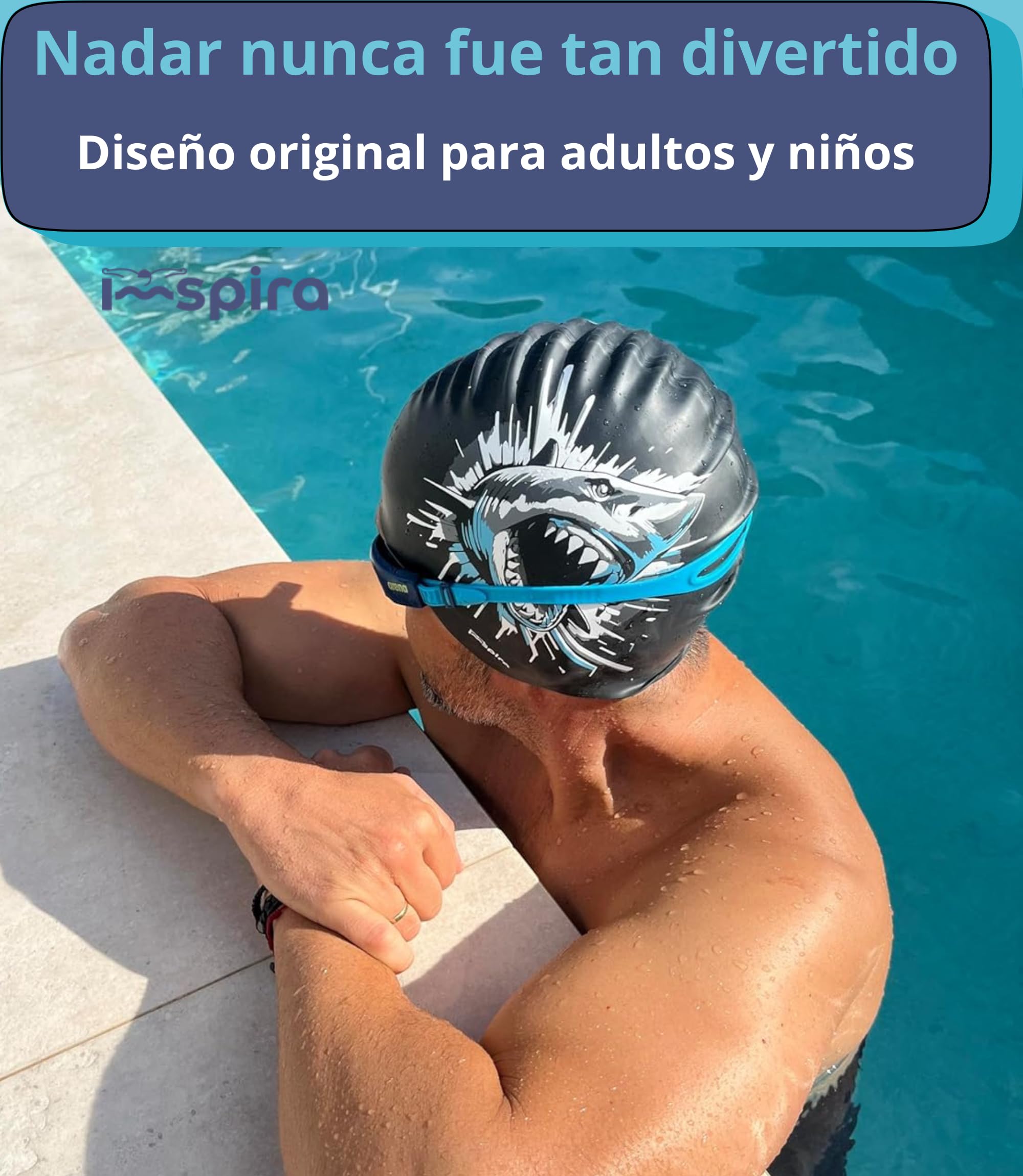 gorro natacion silicona adulto nino THE SHARK tiburon gorro piscina hombre divertido gorra natacion mujer original entrenamiento intensivo deporte acuatico aguas abiertas aquagym master clubes