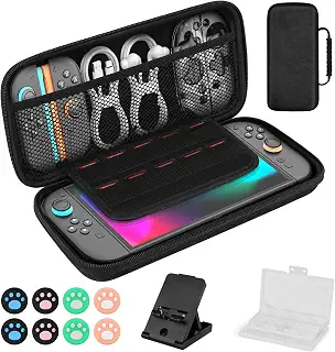 Switch 2 ケース 【令和8年新登場】JIAKSI スイッチ2ケース+スイッチ2専用 ゲーム機用スタンド + ゲームカード収納ボックス付き | 高密度EVA防塵 防水 防振 軽量 耐落下 消臭 大容量 スイッチ2専用 全面保護型 兼容Switch/有機ELモデル対応 収納バッグ 10ゲームカードスロットスイッチ2保護アクセサリーセット 持ち運び便利 旅行用【ゲーマー必須アイテム！】