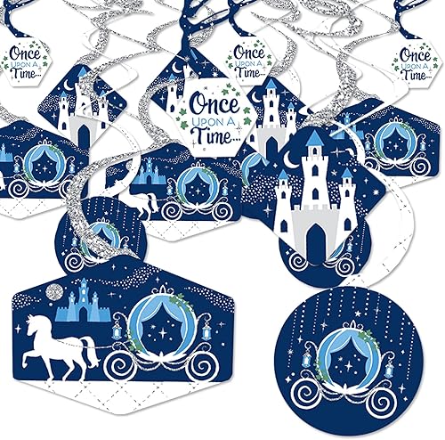 Big Dot of Happiness Fairy Tale Fantasy - Decoración colgante de fiesta de príncipe real y princesa, remolinos de decoración de fiesta, juego de 40