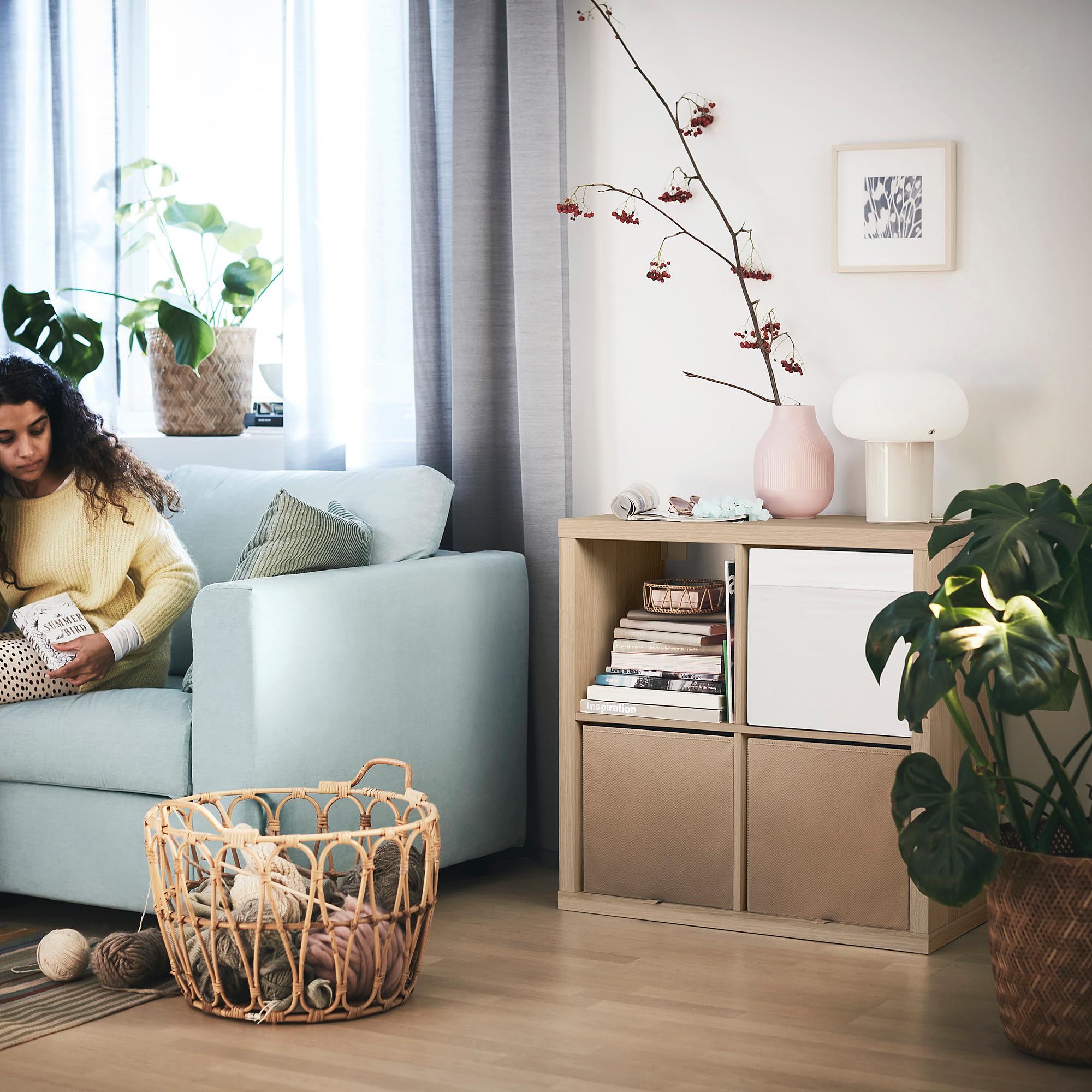 IKEA Kallax Étagère Effet chêne teinté Blanc (77x39x77 cm) 4 étagères