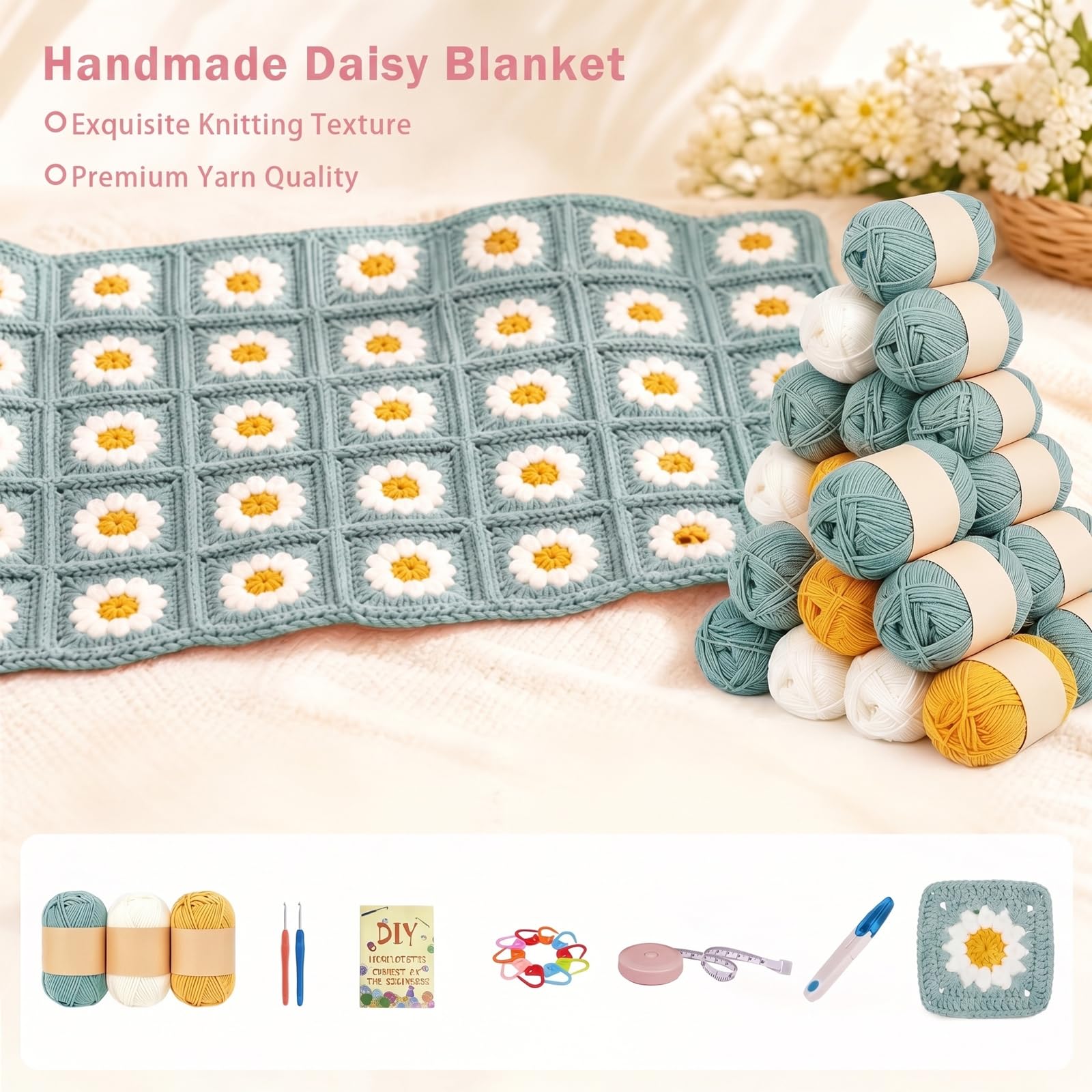 Kit Crochet Debutant Complet,Avec Instructions,Laine et Accessoires,Vidéos
