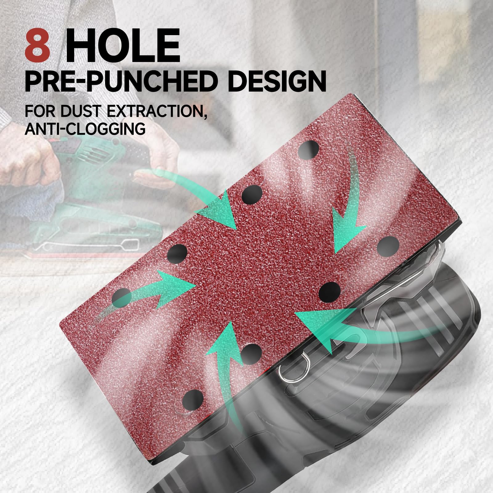 80 Pièces Papier De Verre 93x185 Mm Papier Abrasif 8 Trous Papier à