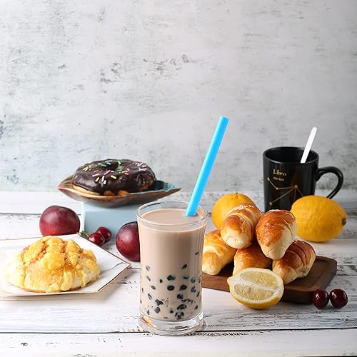 Miniatura 9 de Envueltas individualmente Puntas anguladas, 100 popotes desechables de color negro, popotes anchos de plástico para batidos, sin BPA (9.45 pulgadas