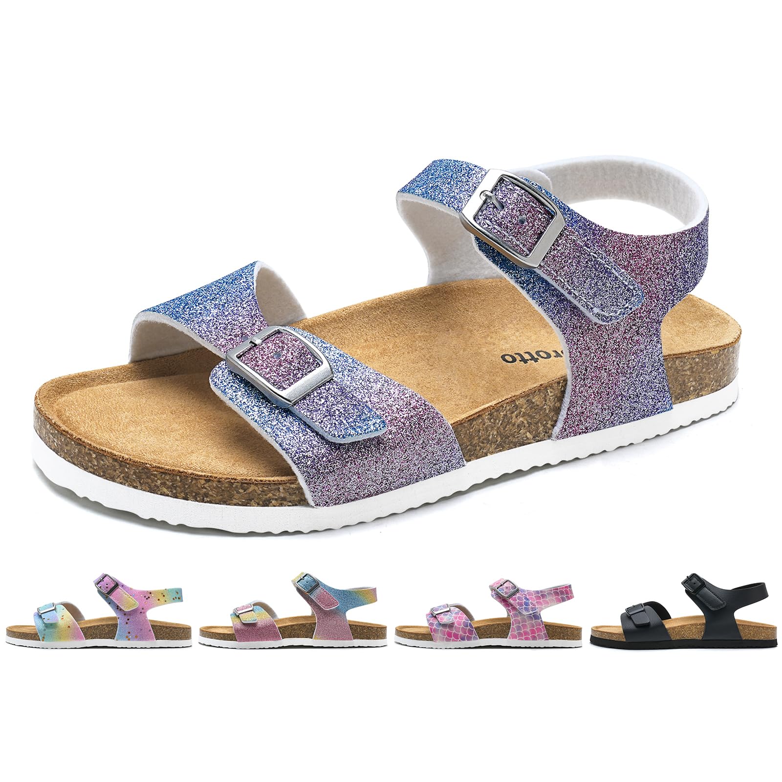 Torotto Sandalen Mädchen Jungen Mit Kork Sandals Kinder Pantoffeln Riemen Verstellbare Schnalle Rutschfeste Mit Klettverschluss Sandaletten für Drinnen und Draußen