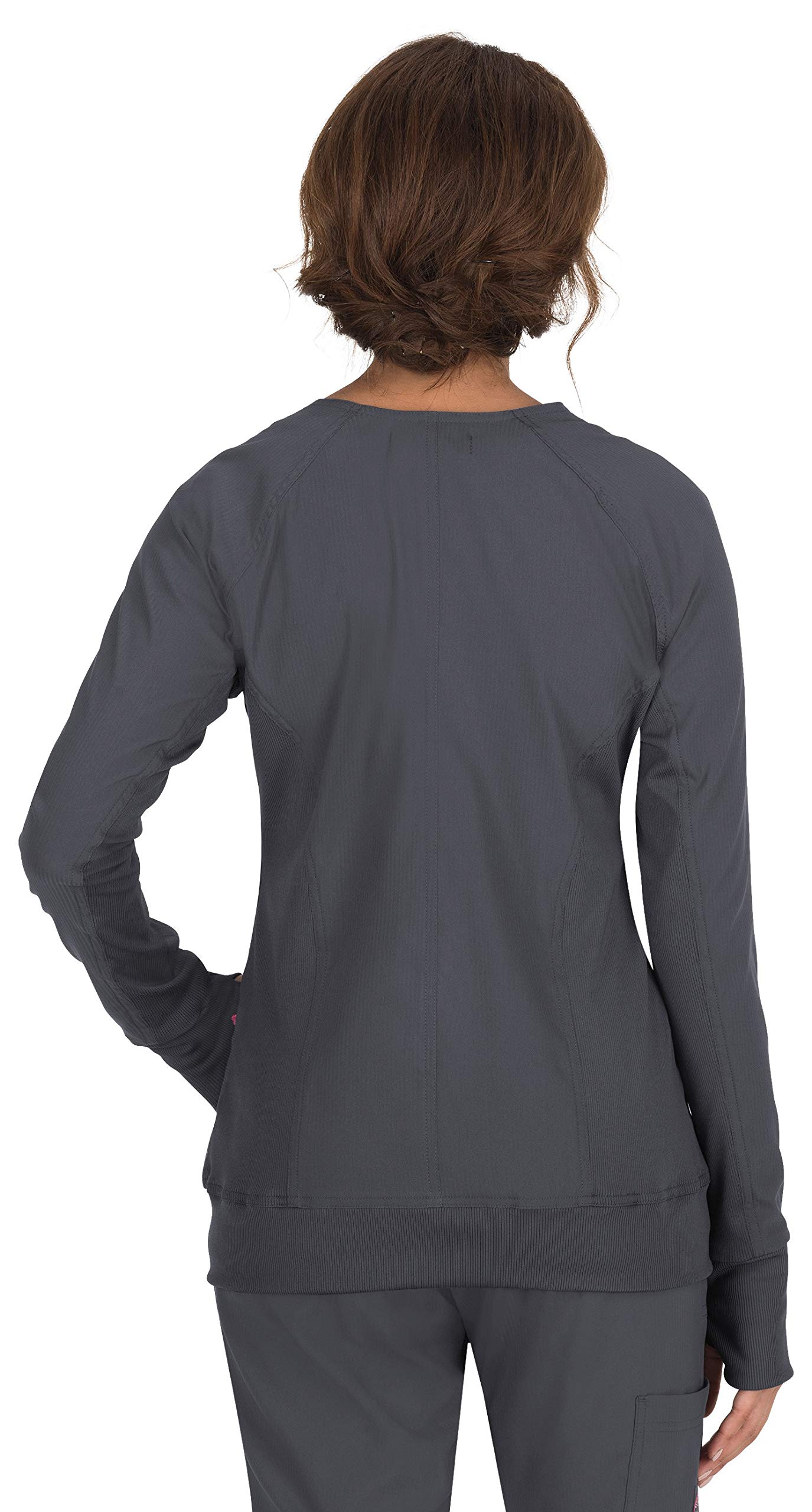 KOI Lite Women's Clarity Zip Front Solid Scrub Jacket (Charcoal, Large)