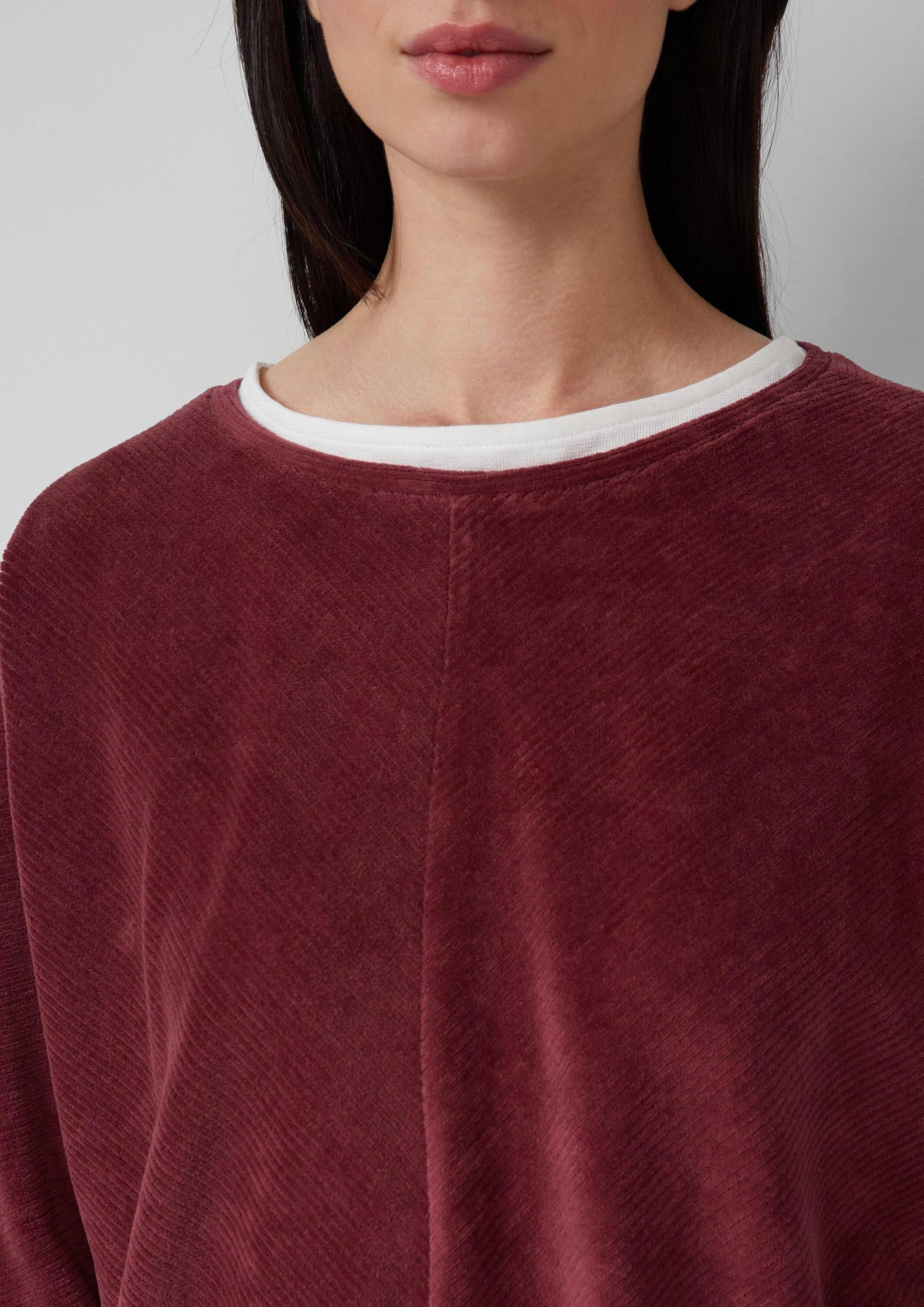 s.Oliver Cord-Shirt mit Teilungsnaht und Fledermausärmeln