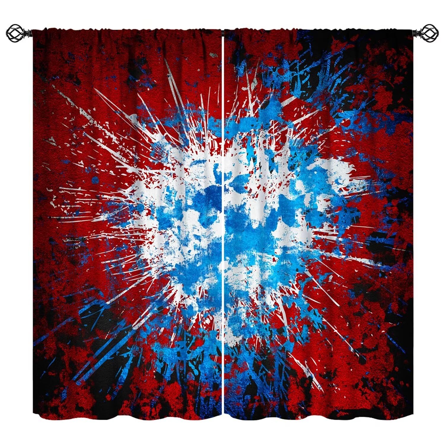 JADERYS Colorful Graffiti Blackout Curtains Red Blue White Abstract Cool Art Wall Boys Teen Men Bedroom Living Room Bathroom Rod Pocket Decoration