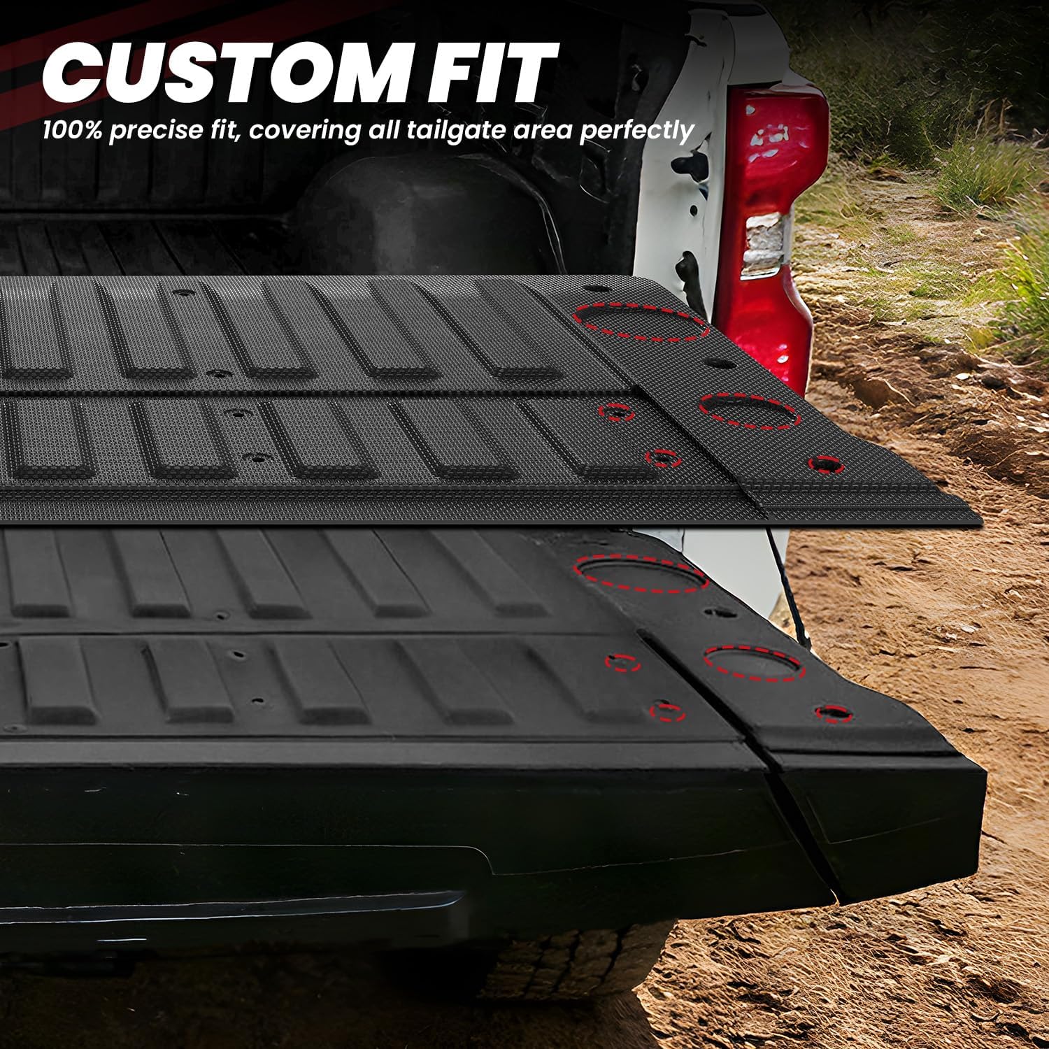 LASFIT Truck Tailgate Mat 2019-2026 for Chevrolet Chevy Silverado 1500 (Only Fit Multi-Flex Tailgate) & GMC Sierra 1500 (Only Fit Multipro Tailgate), All Weather TPE Mat (Not Fit Drop-in Liners) 2) Silverado 1500 |2019-2026| Multi-Flex / Multipro Tailgate