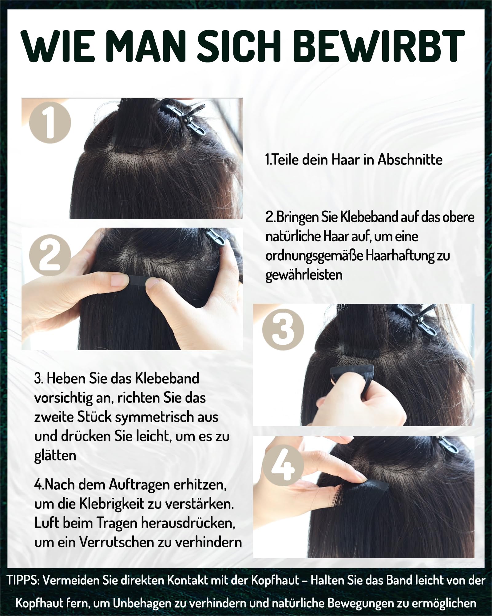 RUNATURE Extensions Echthaar Tape Blond Highlight 50cm 20pcs 50g #16P24 unsichtbar
