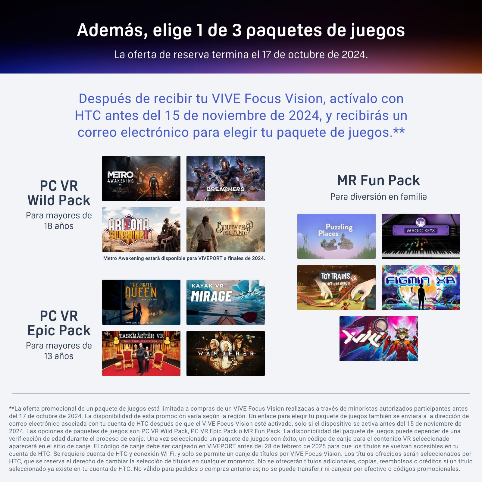 HTC Vive Focus Vision: Auriculares VR para PC y Realidad Mixta + Controladores, Negro, Compatible con el Modo DisplayPort, Compatible con Ordenador Personal, Vive OS