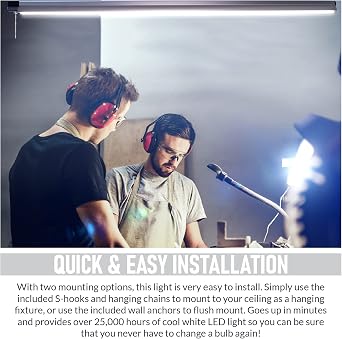 4FT LED Shop Light, 55W (225W Equivalent), 5000 Lumens, 4000K Linkable Garage Lighting, Utility LED Ceiling Lights, Chain or Flush Mount, 4-Pack