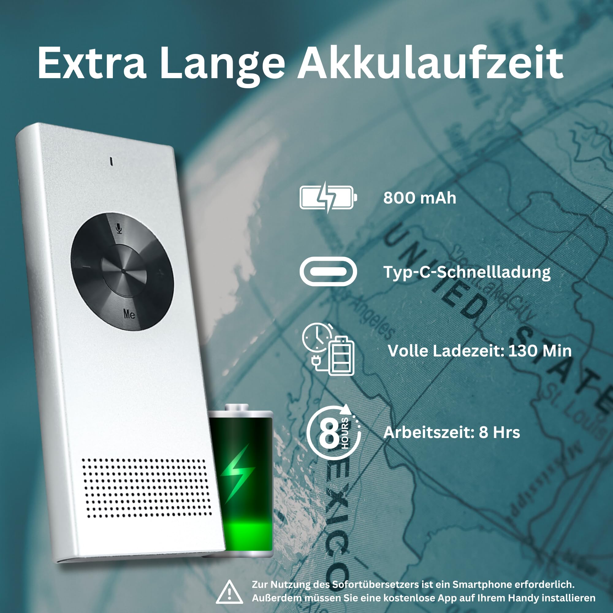 Enence Sofortübersetzer Original, Zwei-Wege-Echtzeit-AI-Übersetzer für 60+ Sprachen