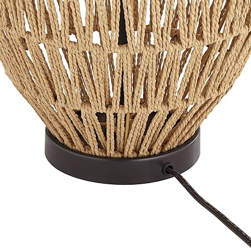 Miniatura 7 de 360 Lighting San Marcos - Moderna lámpara de mesa de casa costera de 27 pulgadas de alto, mimbre natural, tela de avena, tela de avena, decoración
