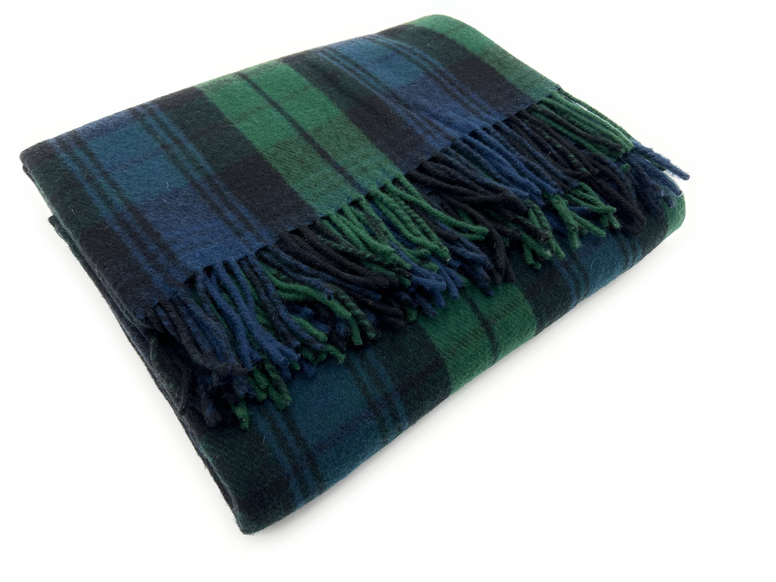 Tartan Tweeds Black Watch Large Wool Tartan Blanket, Fade Resistant, Bed, Cosy Sofa Throw (Black Watch)