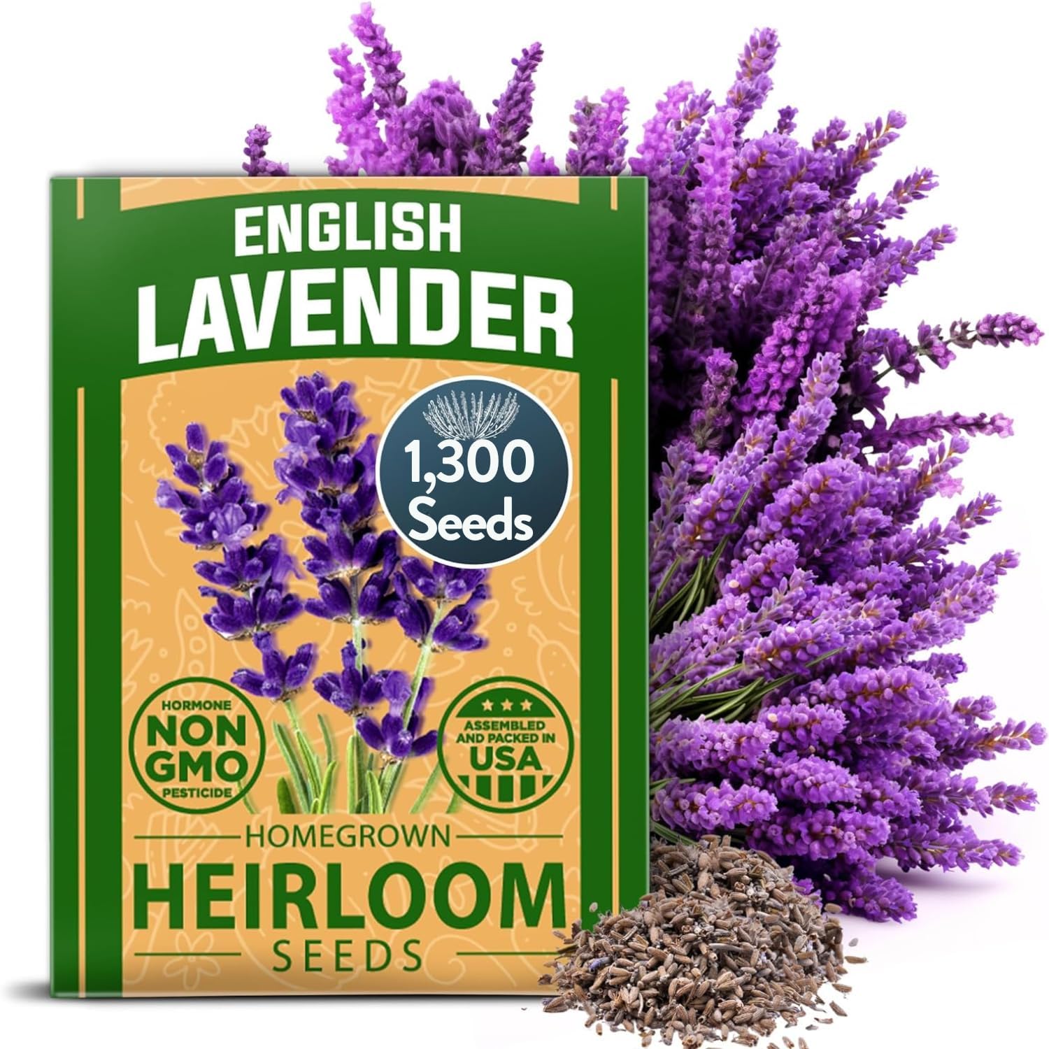 HOME GROWN Premium English Lavender Seeds -1,300 Herb Seeds,Wildflower Seed for Planting Indoor/Outdoor, High Germination,Plant Flower Seeds(Lavandula antustifolia)