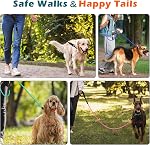 PetBonus Rope Dog Leash, 5 FT Heavy Duty Pet Nylon Leash with Auto Locking Aviation Aluminum Carabiner, Comfortable Padded Handle, Reflective Walking Training Lead for Medium Large Breeds (Black)