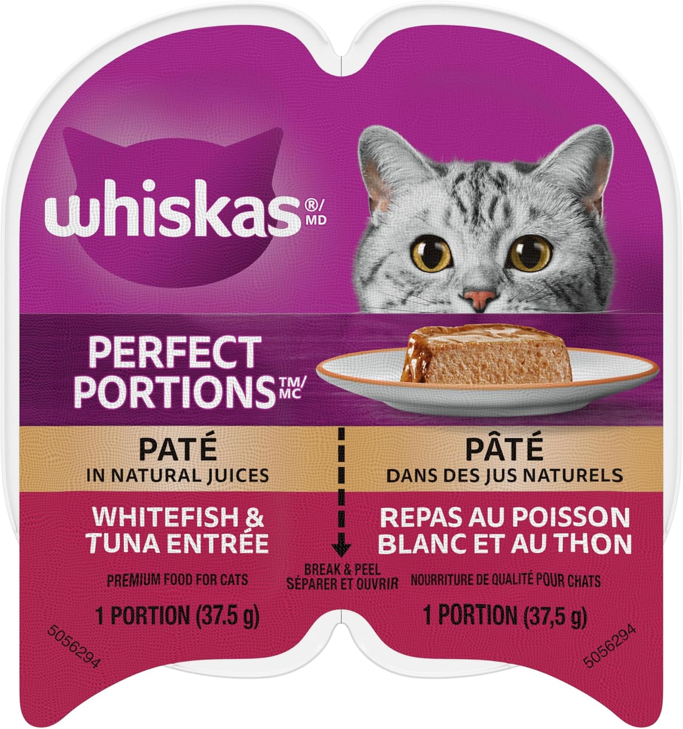 Whiskas Perfect Portions Adult Wet Cat Food Paté Whitefish and Tuna 75g (24 Pack) Amazon