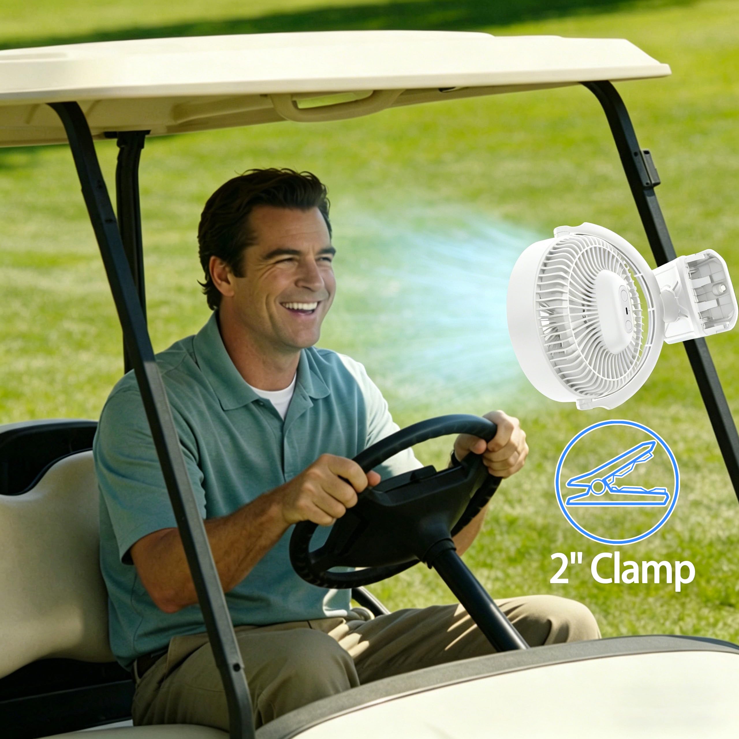 Ventola a clip da 16000 mAh: ventilatore portatile ricaricabile a morsetto per passeggino, letto, tenda da campeggio, carrello da golf, funzionamento a batteria, con gancio a 3 velocità, forte flusso