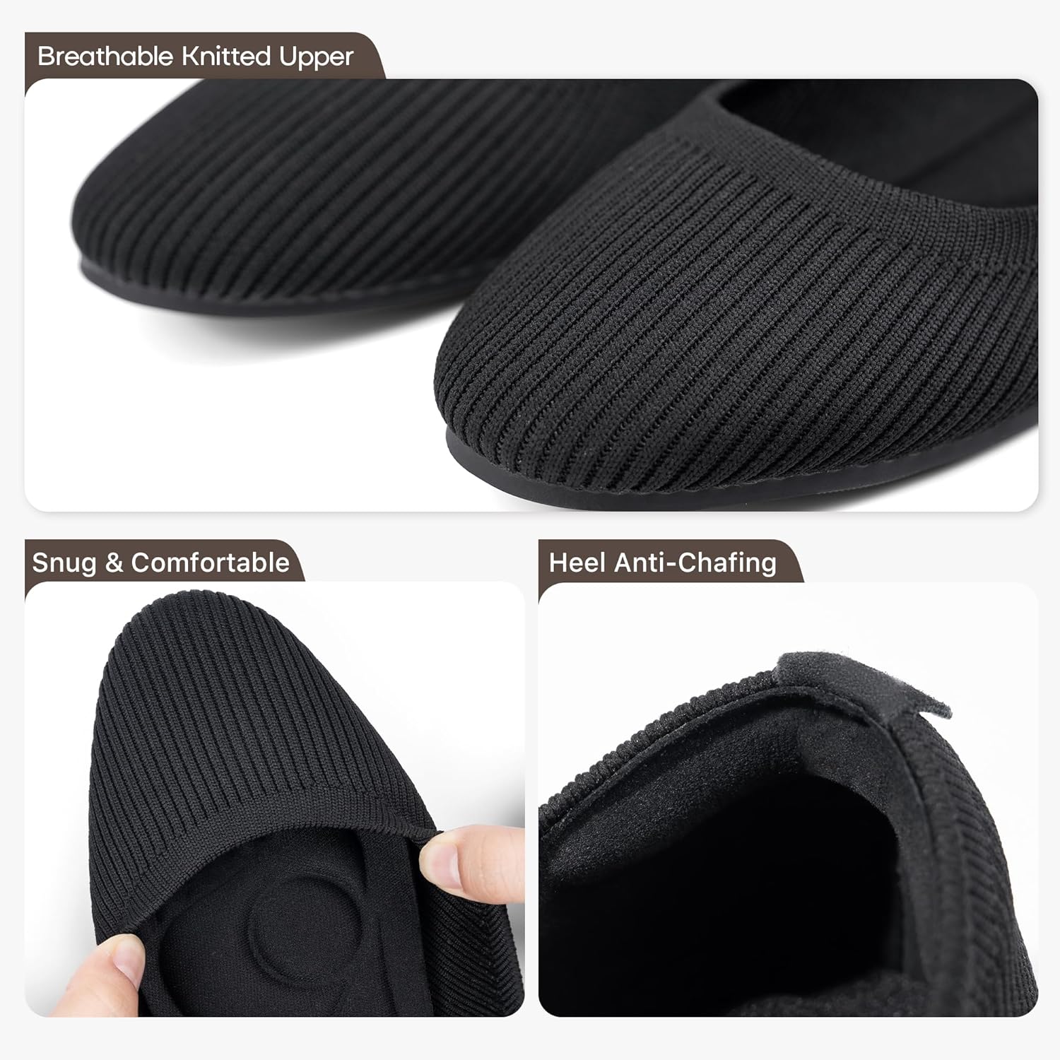 Women's Knit Work Flats, Round Toe Lightweight Comfortable Office Dress Shoes for All-Day Standing - Image 4
