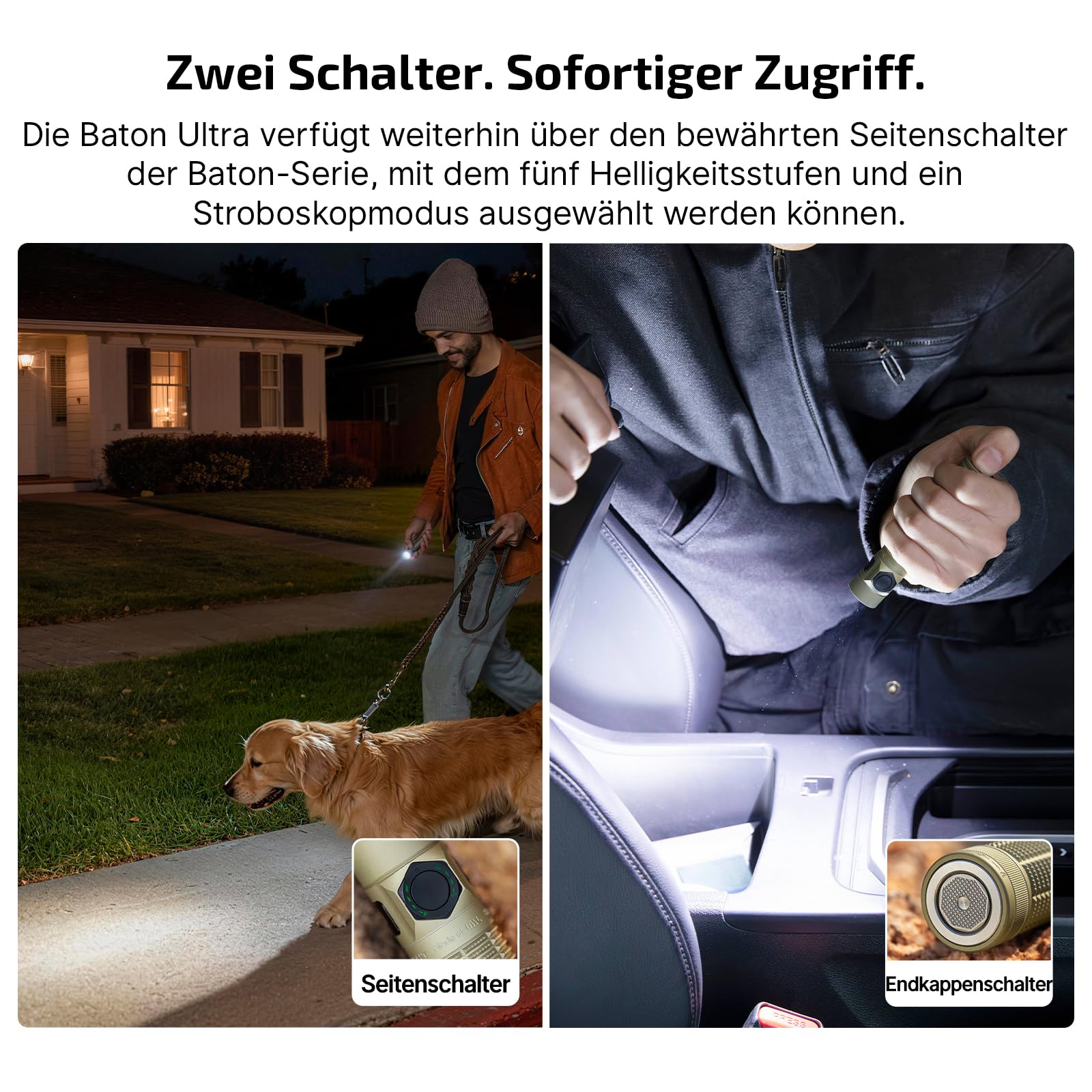 OLIGHT Baton Ultra LED Taschenlampe Aufladbar 1800 Lumen mit 6 Lichtmodi | Taschenlampen mit Zwei Lademethoden Kompakte Handlampe mit Reinweißem Licht IPX8 Wasserdicht für Outdoor Notfall Arbeit