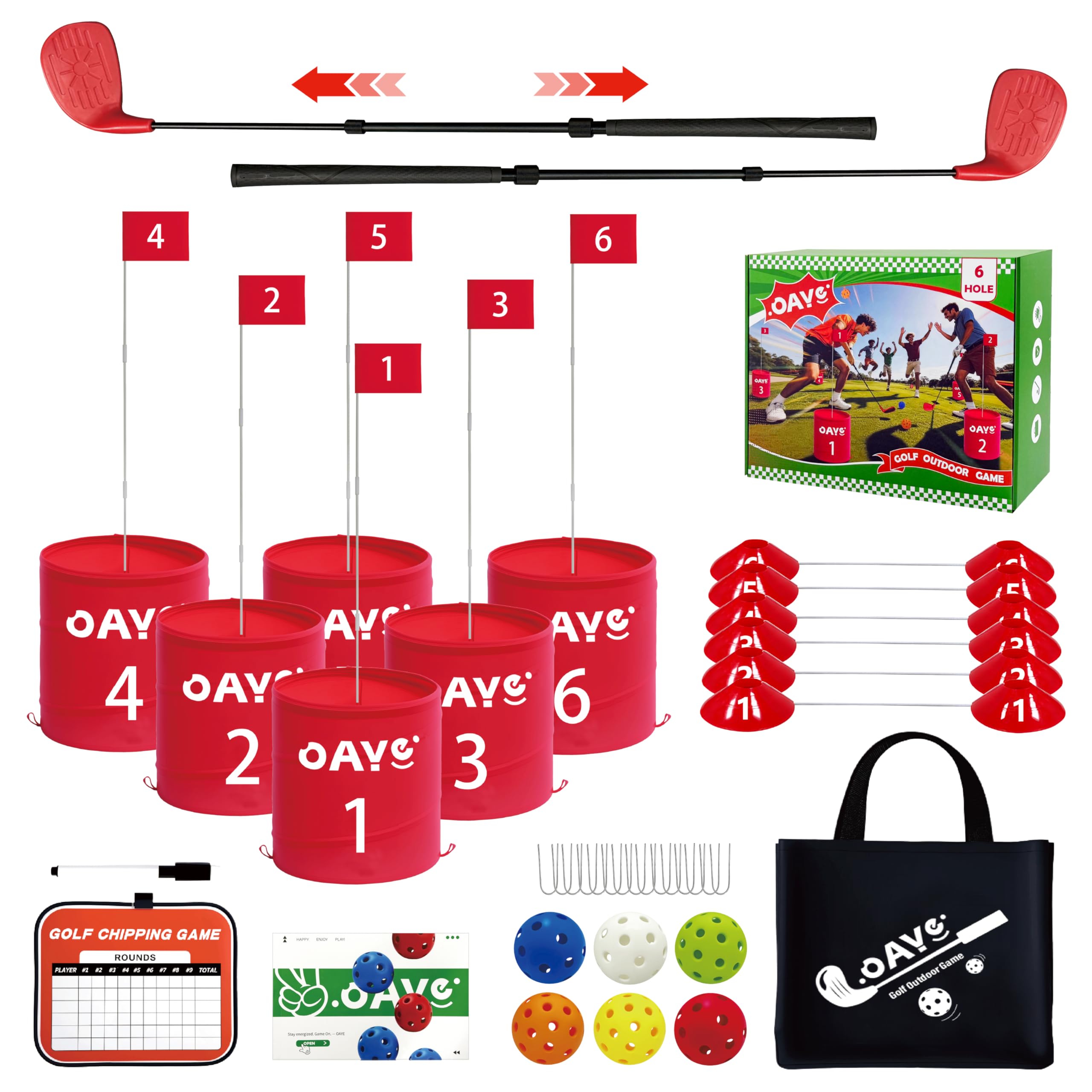 Photo 1 of OAYE Backyard Golf Outdoor Games - Ultimate 6 Holes Golf Game Set with 3 Right + 1 LH Clubs, Lawn Golf Training for Adults & Amateur, Course Play Outdoor, Lawn, Park, Beach, Yard