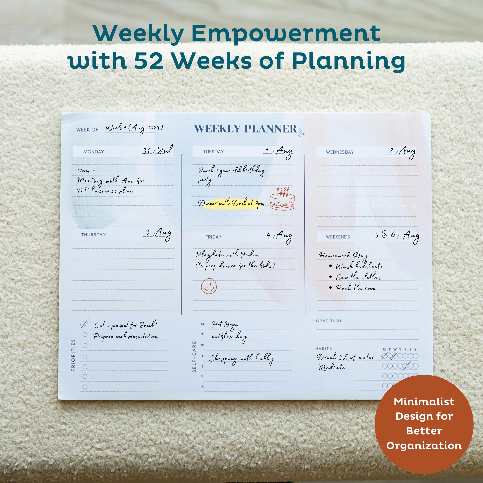 Snapklik.com : Weekly Planner Pad Tear Off - 52 Undated Weekly Planner ...