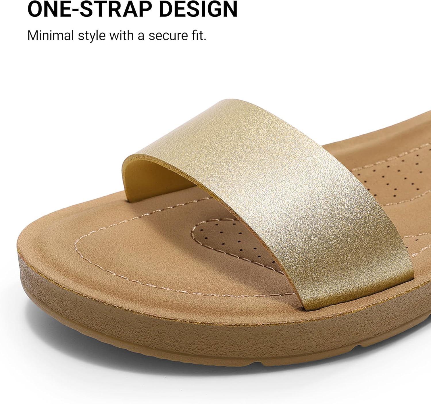 DREAM PAIRS Women’s One Band Ankle Strap Buckle Flat Sandals