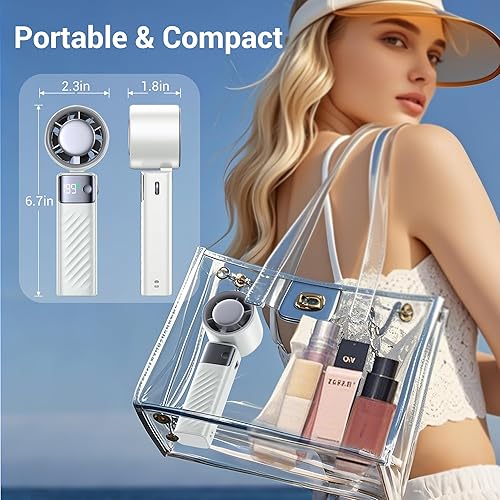 Miniatura 6 de Ventilador de mano portátil, potente ventilador personal Turbo Mini con 199 velocidades, 20 horas de tiempo de funcionamiento, plegable y recargable