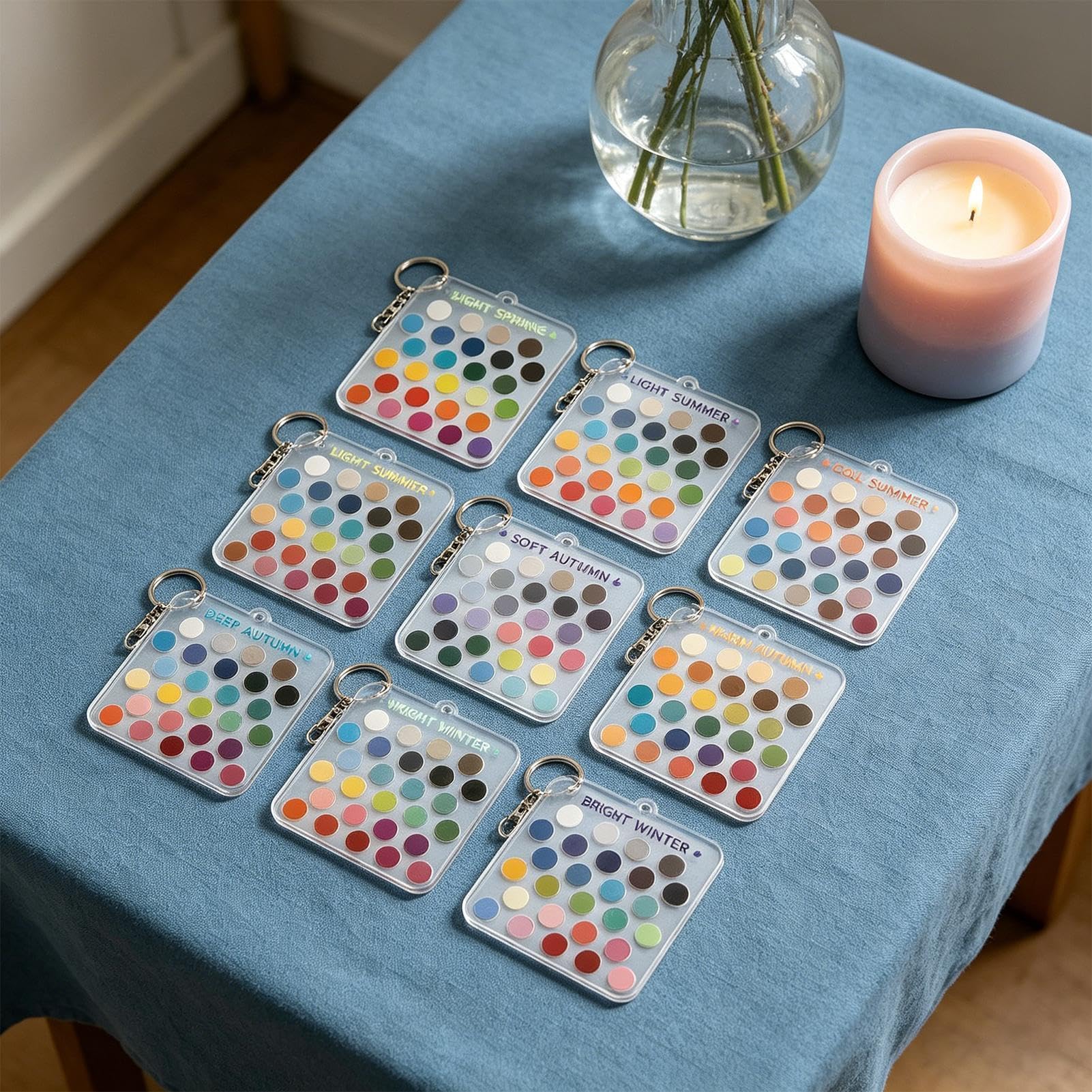 Cartes de palette de couleurs acrylique 12 pièces – Guide de garde-robe saisonnier portable, échantillons de style professionnels