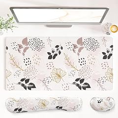 QIYI Leather Desk Mat Set 4-in-1 Large Mouse Pad with Wrist Rest Non-Slip Desk Pad Keyboard Wrist Rest