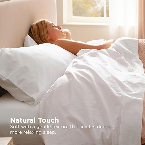 Miniatura 3 de Bedsure Sábanas de cama tamaño King, juego de sábanas de algodón y lino, antipilling, ultrasuaves y transpirables, sábanas bajeras King con bolsillo