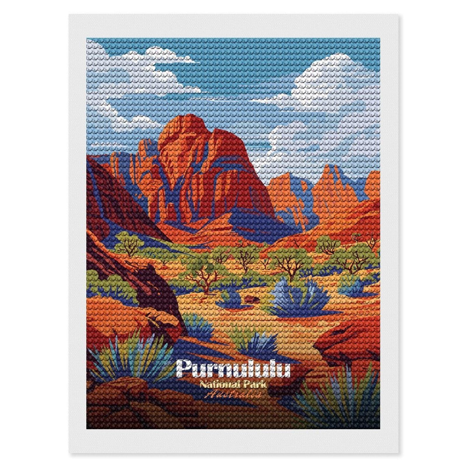 Junmoney Purnululu National Park, Australia Diamond Painting Canvas Kit 12"x16", Adhesive Canvas, Living Room Decor, Farmhouse Decor, Winter Craft