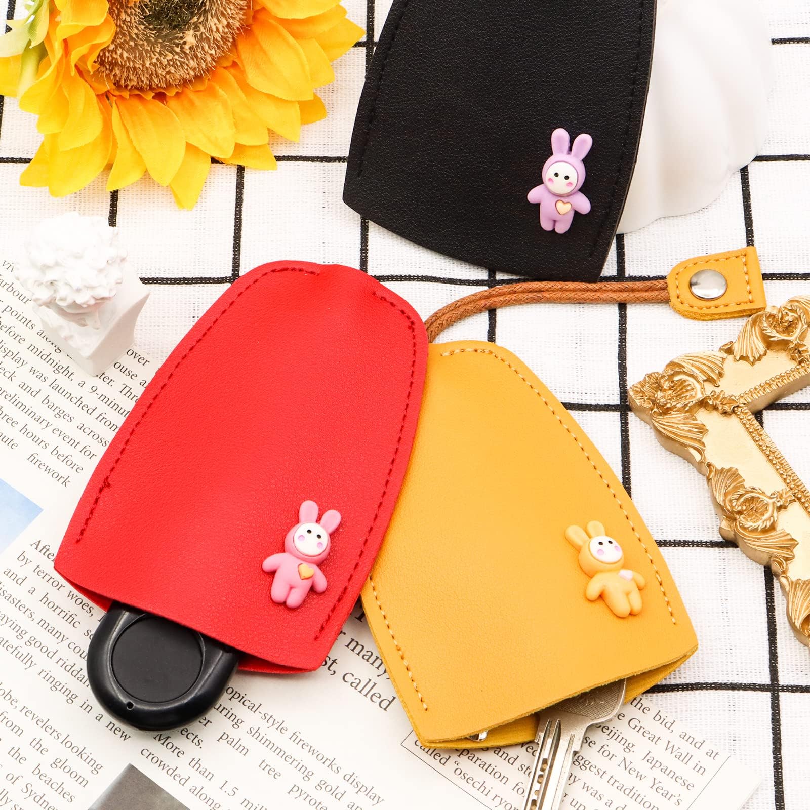 IFFANY Borsa Portachiavi in Pelle PU, Portachiavi a Strappo, Borsa Portachiavi per Auto in Pelle PU Cartoon, Borsa Portachiavi a Strappo con Frutta Carina