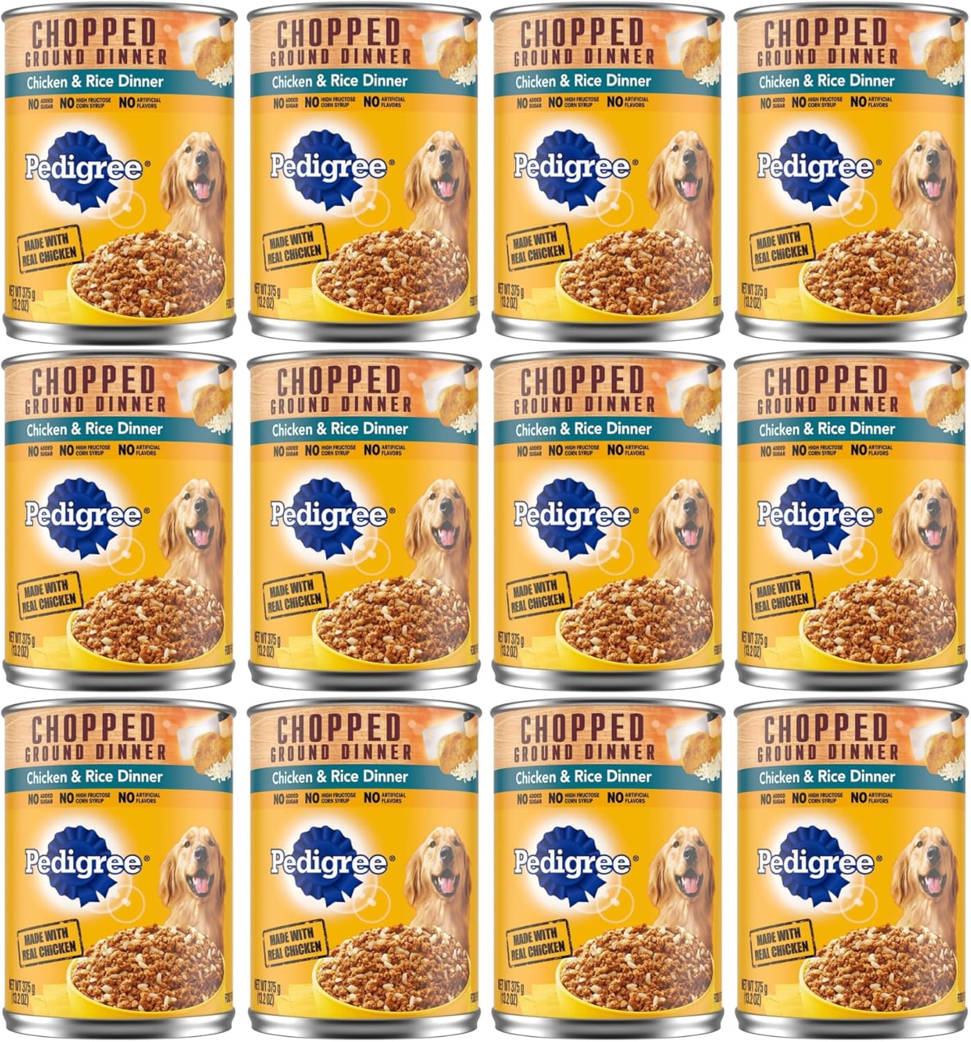 Pedigree Chopped Ground Dinner Chicken & Rice Canned Dog Food 13.2 Ounces (Pack Of 12)
