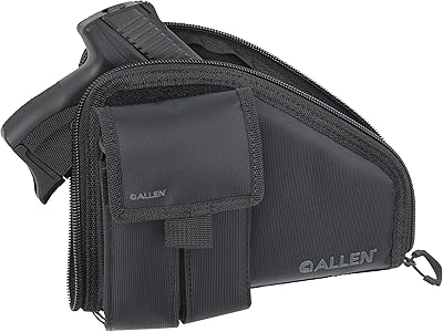 Allen Company Pistol Case with Mag Pouch, Compact Handguns up to 8â€, Black