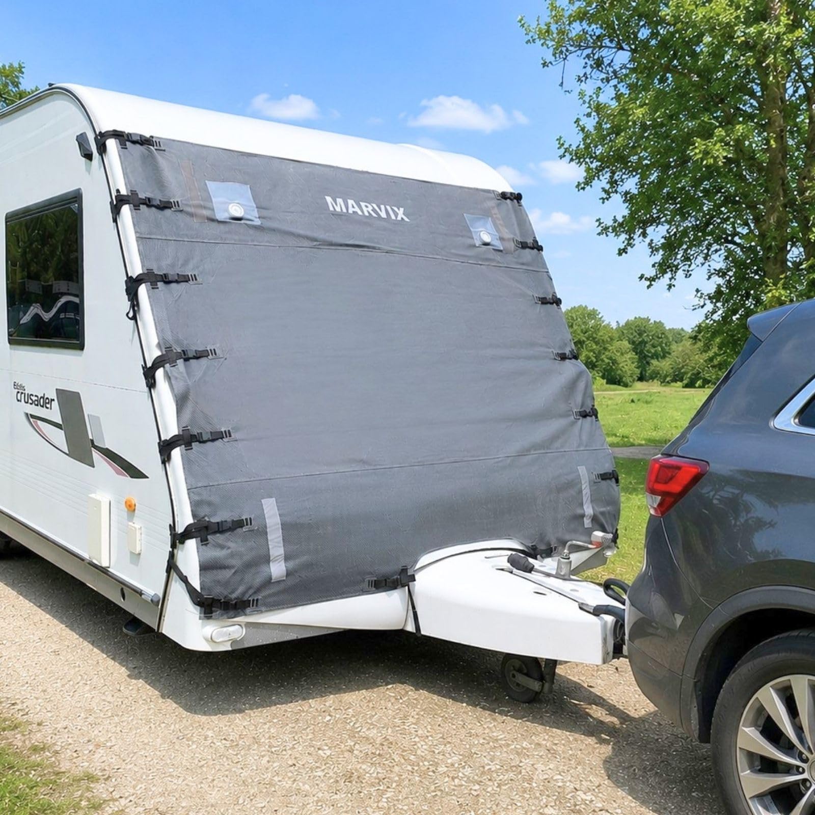 MARVIX Wohnwagen-Abdeckplane, universelle Passform, grau, hohe Sichtbarkeit, Wetterfest, langlebig, für Wohnmobile