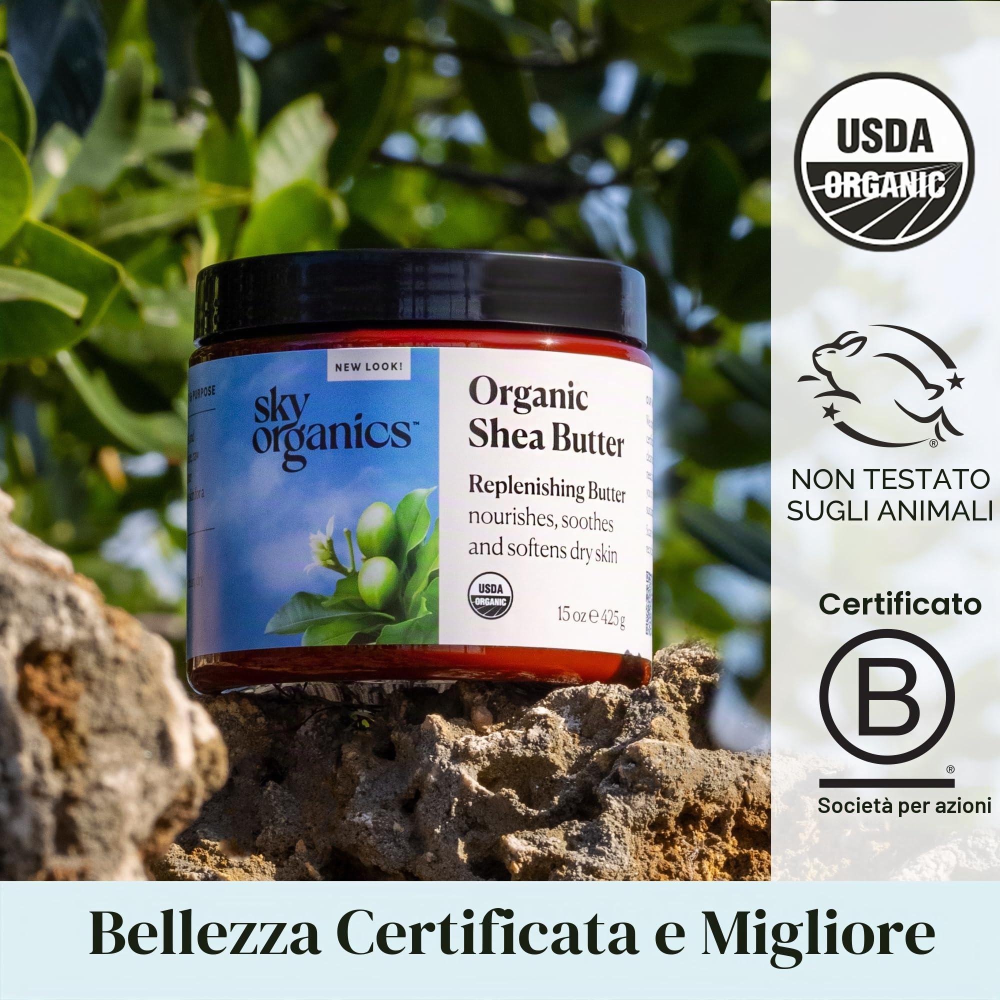 Sky Organics - Burro di karitè biologico - Nutre, lenisce e ammorbidisce la pelle secca - Crudo e non definito - Acidi grassi essenziali e antiossidanti - Naturale, vegano - Cura della pelle, 425g