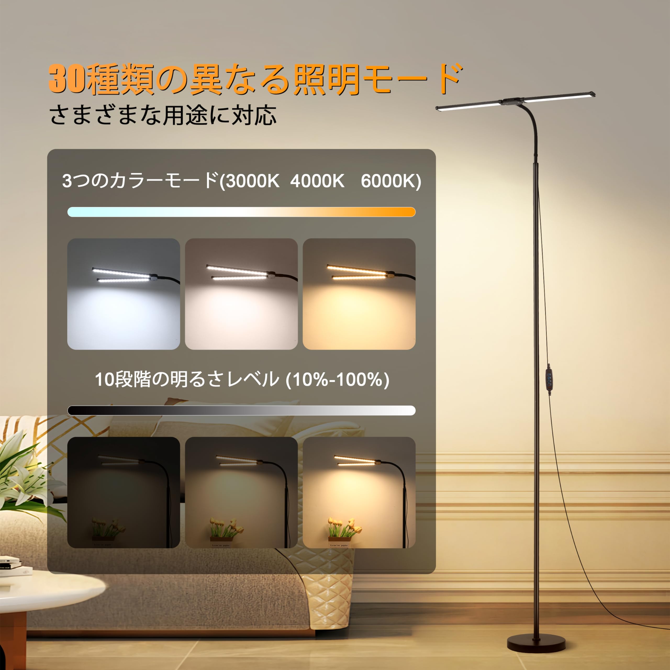 Amazon.co.jp : LED フロアランプ、リビングルーム用の明るい 18W