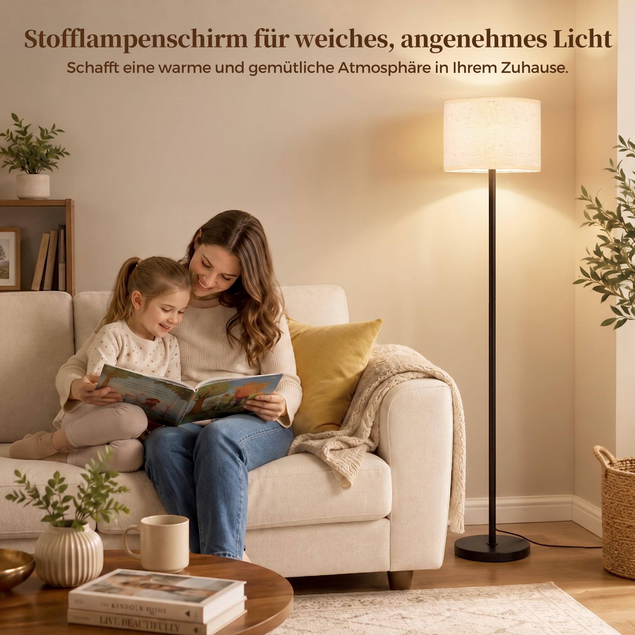 LED Stehlampe Wohnzimmer, Standleuchte für Schlafzimmer & Büro