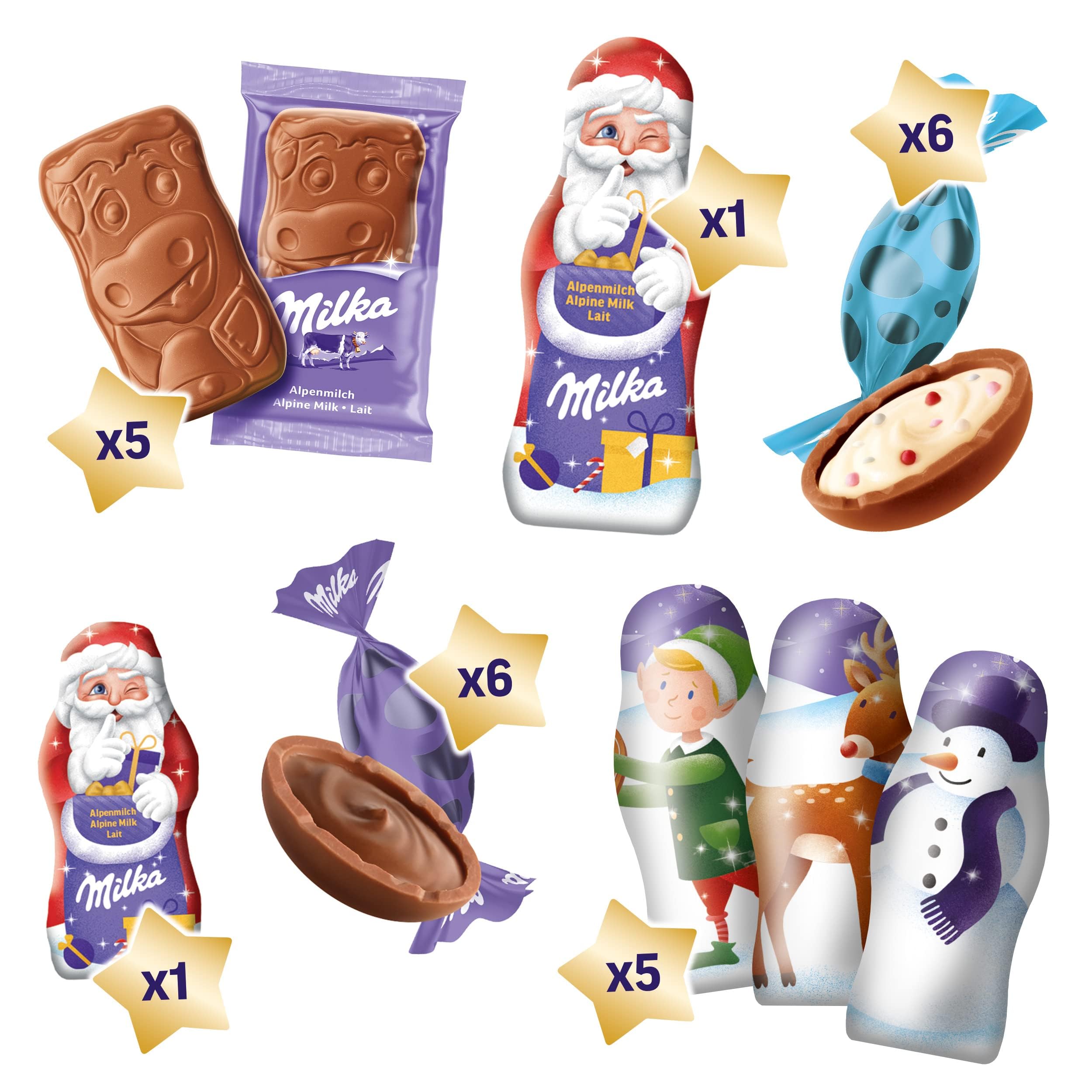 Milka 3D Haus Adventskalender – Weihnachtskalender mit Schokolade und Bonbons – 229g