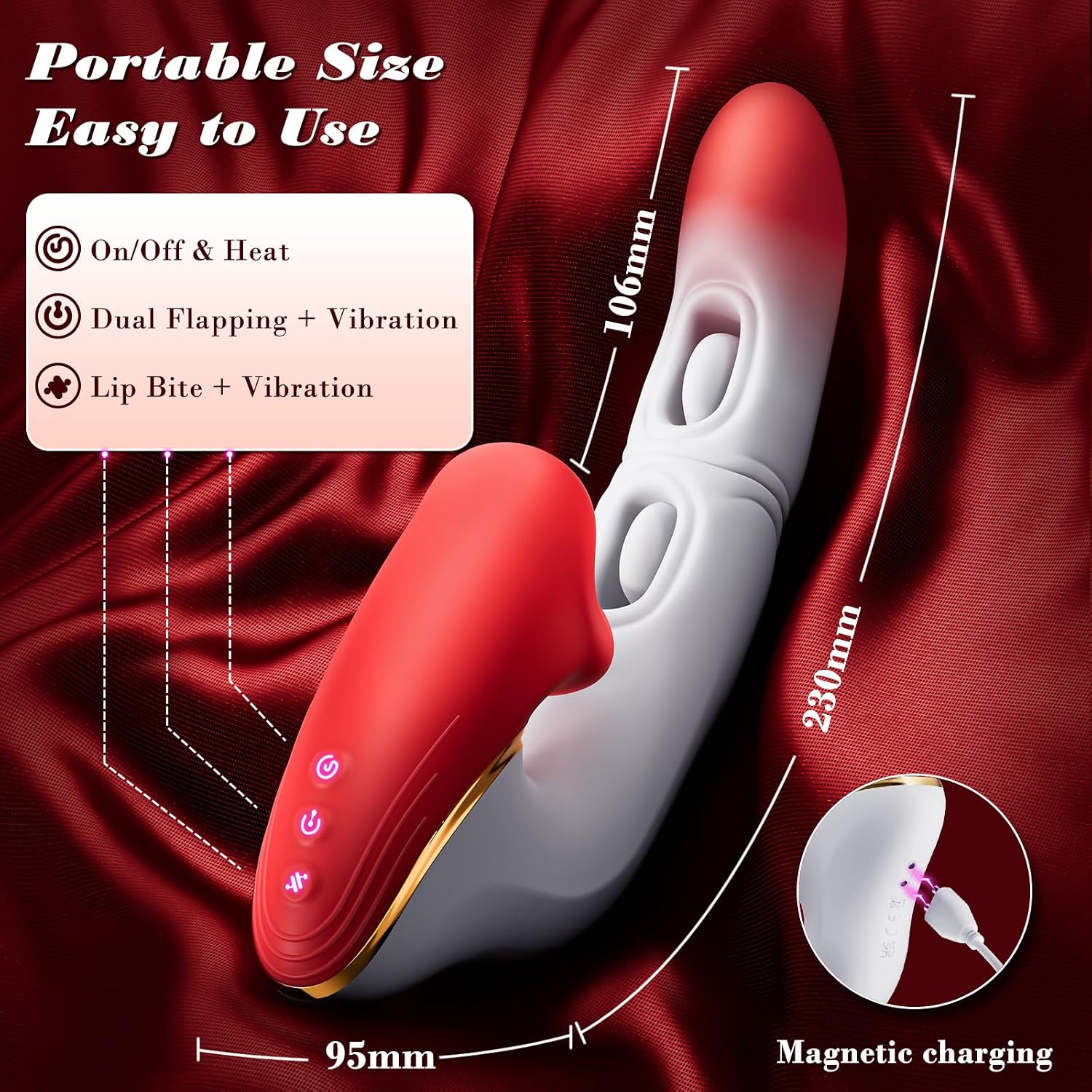 Vibrator Dildo Women Sex Toys - Adult Toys G Spot Vibrator with 10 Dual Flapping Vibration & 10 Licking Biting, Tongue Vibrator Rose Toy for Clit Nipple Stimulator Adult Toy for Female Couples Games